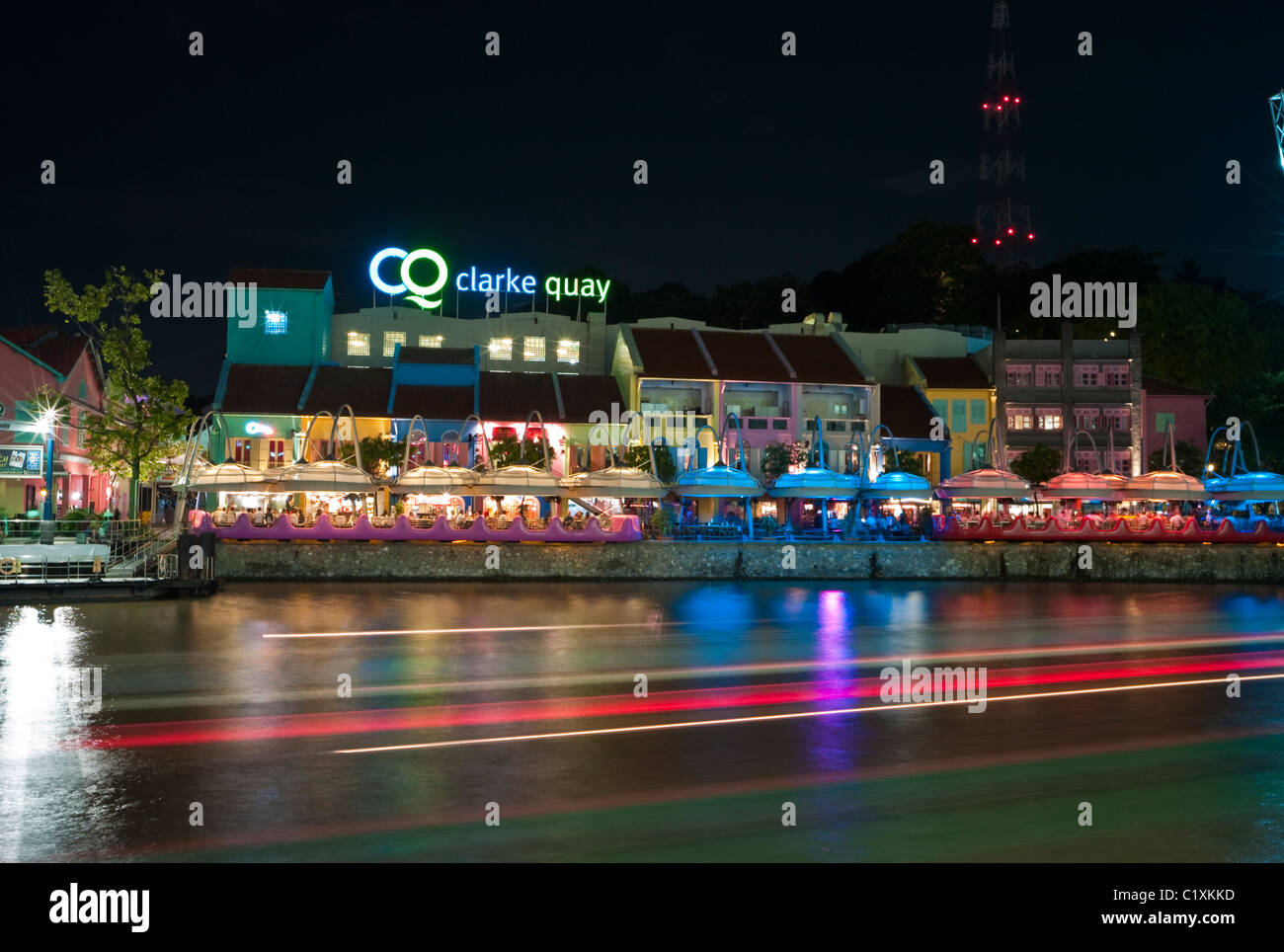 Bars and restaurant at night, Clarke Quay, Singapore Stock Photo Alamy
