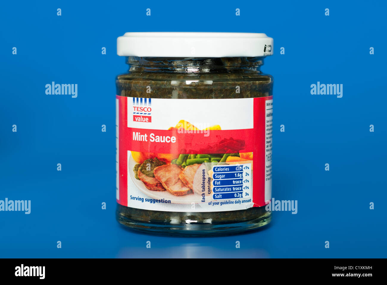 Jar of tesco value mint sauce Stock Photo