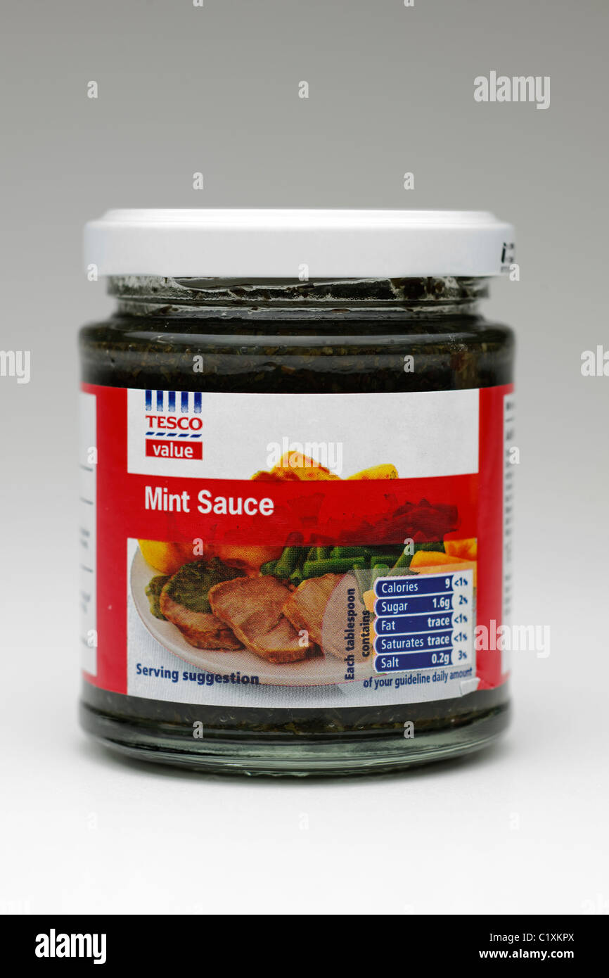 Jar of tesco value mint sauce Stock Photo Alamy