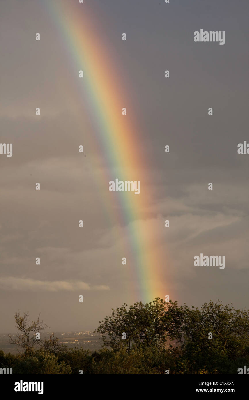 View of a partial and beautiful rainbow on the sky Stock Photo Alamy
