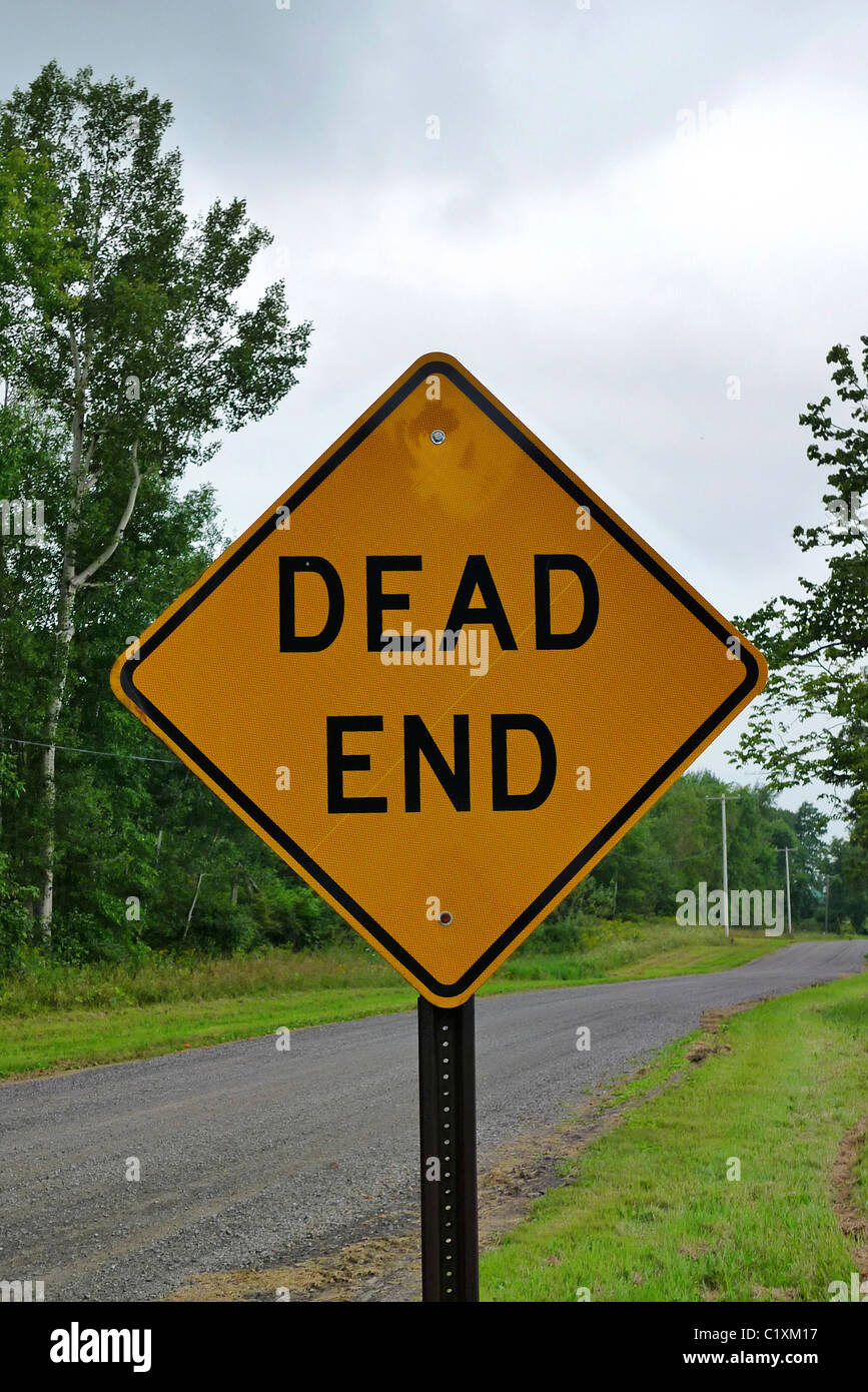 Dead end warning sign. Stock Photo