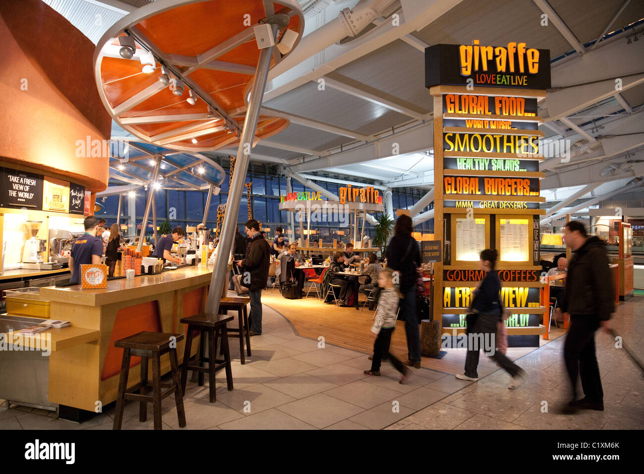 The Giraffe restaurant/cafe in terminal 5, heathrow airport London UK Stock Photo