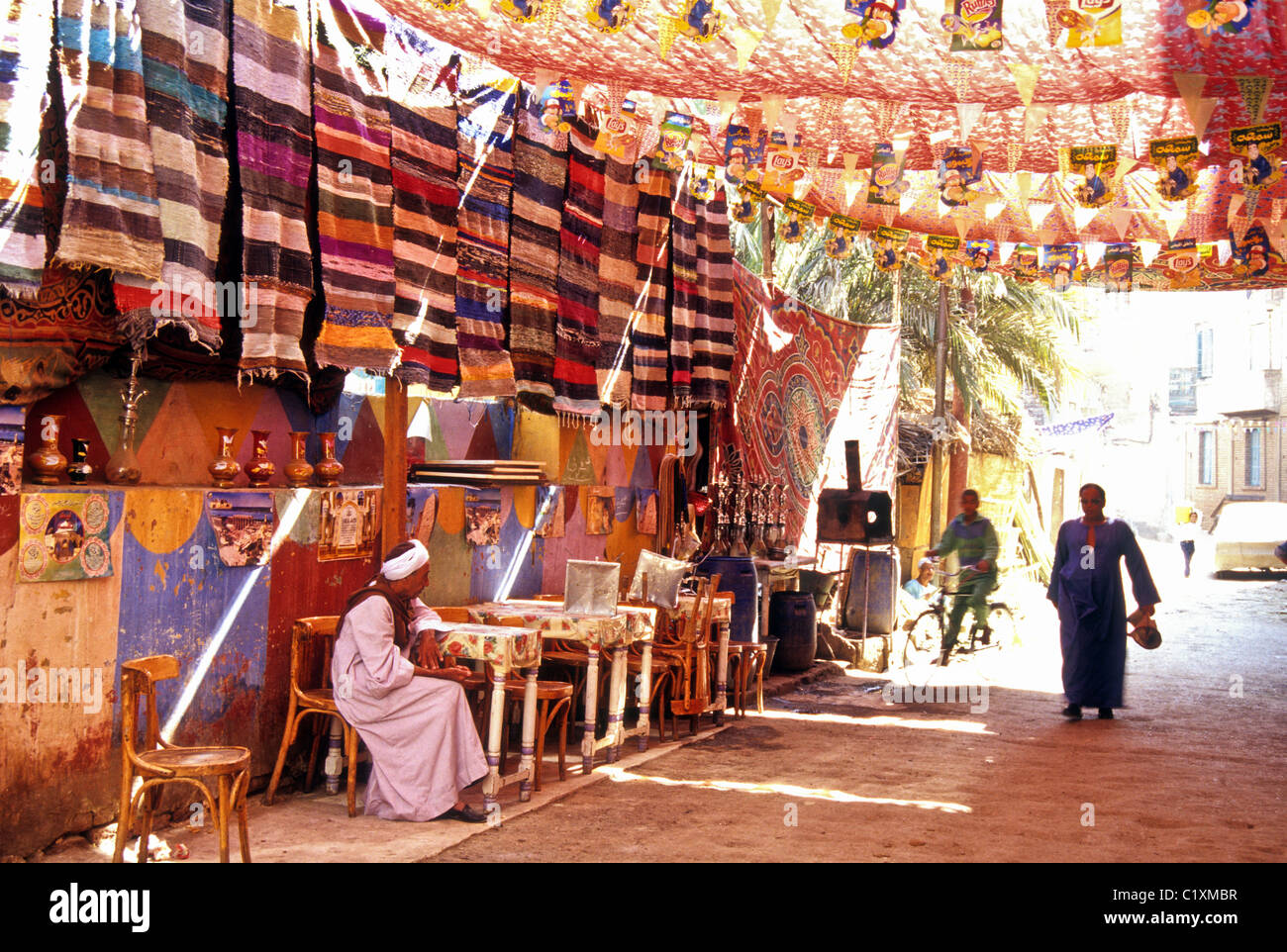 Small cafe in the souk, Luxor, Egypt Stock Photo