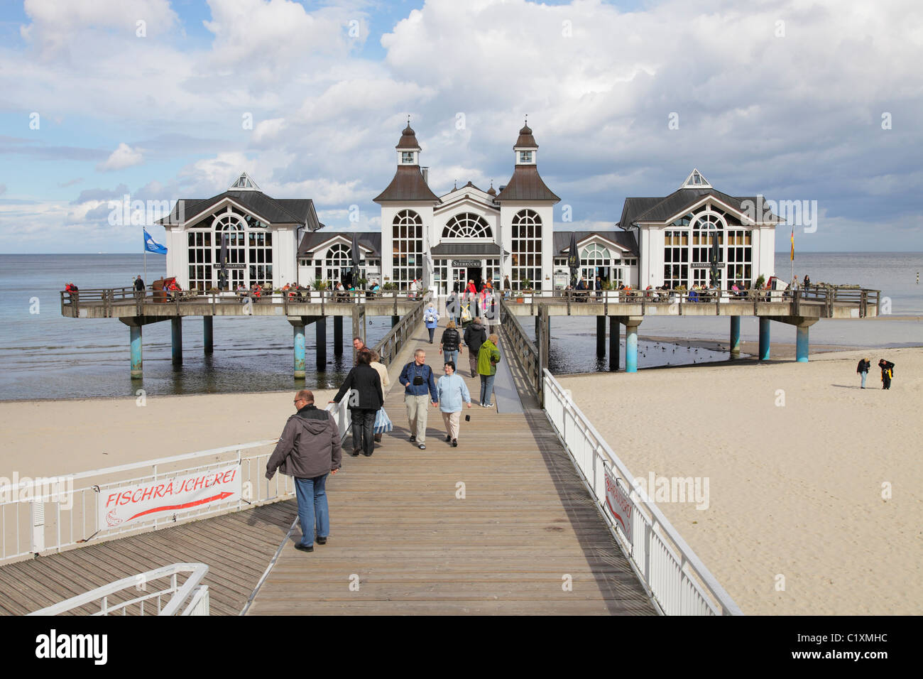 pier at Baltic Sea holiday resort Sellin, Germany; Seebrücke Ostseebad Sellin Stock Photo