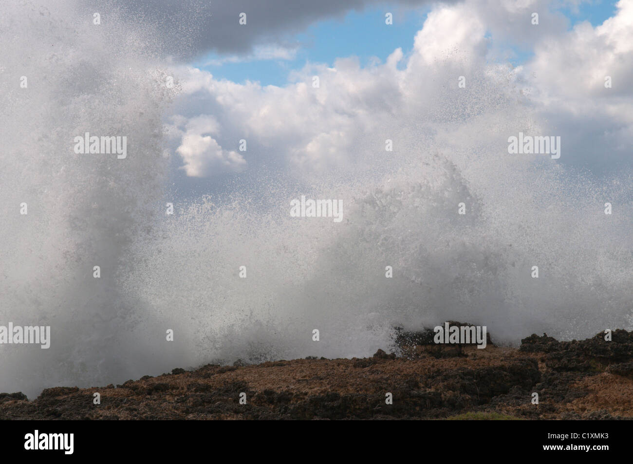 Corfu, Greece. October. Sea spray and sky. Stock Photo