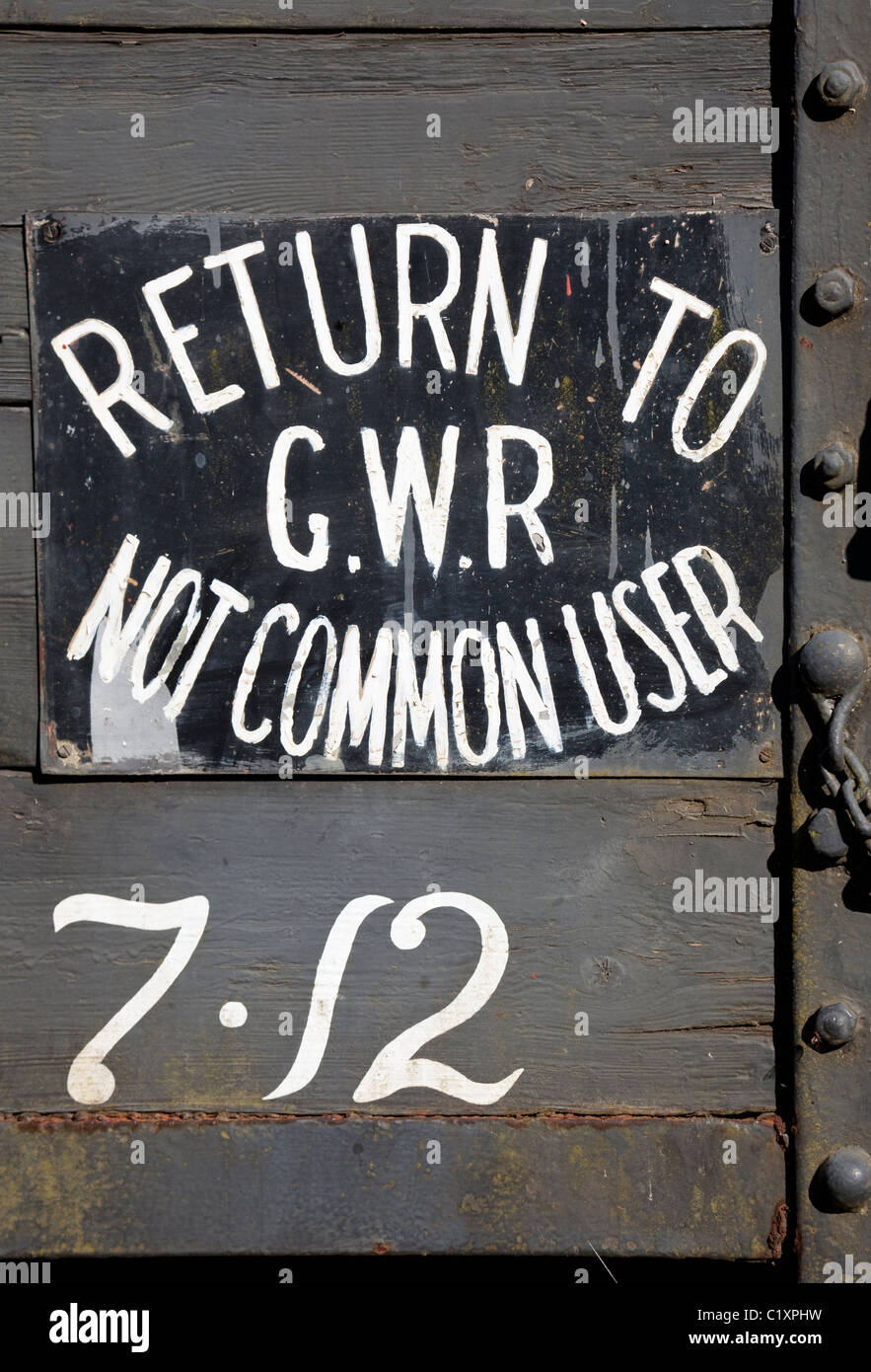 GWR Mogo Box Van (detail), Staverton Station on the South Devon Preserved Steam Railway, Devon, England, UK Stock Photo