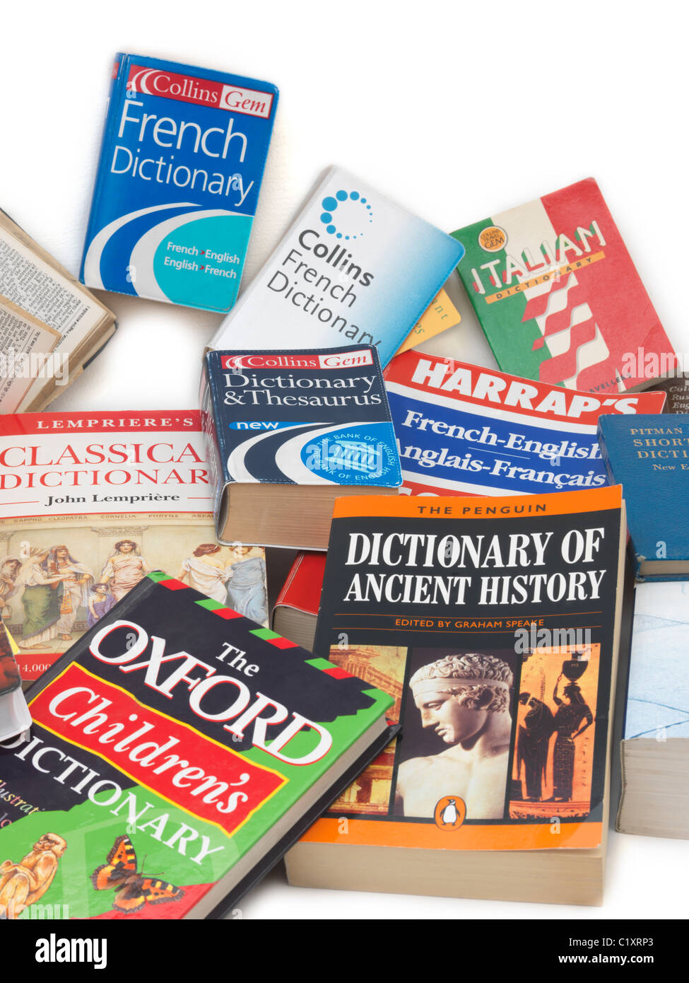 A Pile Of Dictionaries English, French, German, Italian, History
