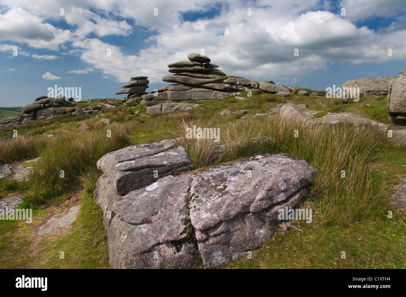 The Cheese Rings a rock outcrop on Bodmin Moor Cornwall UK June Stock ...