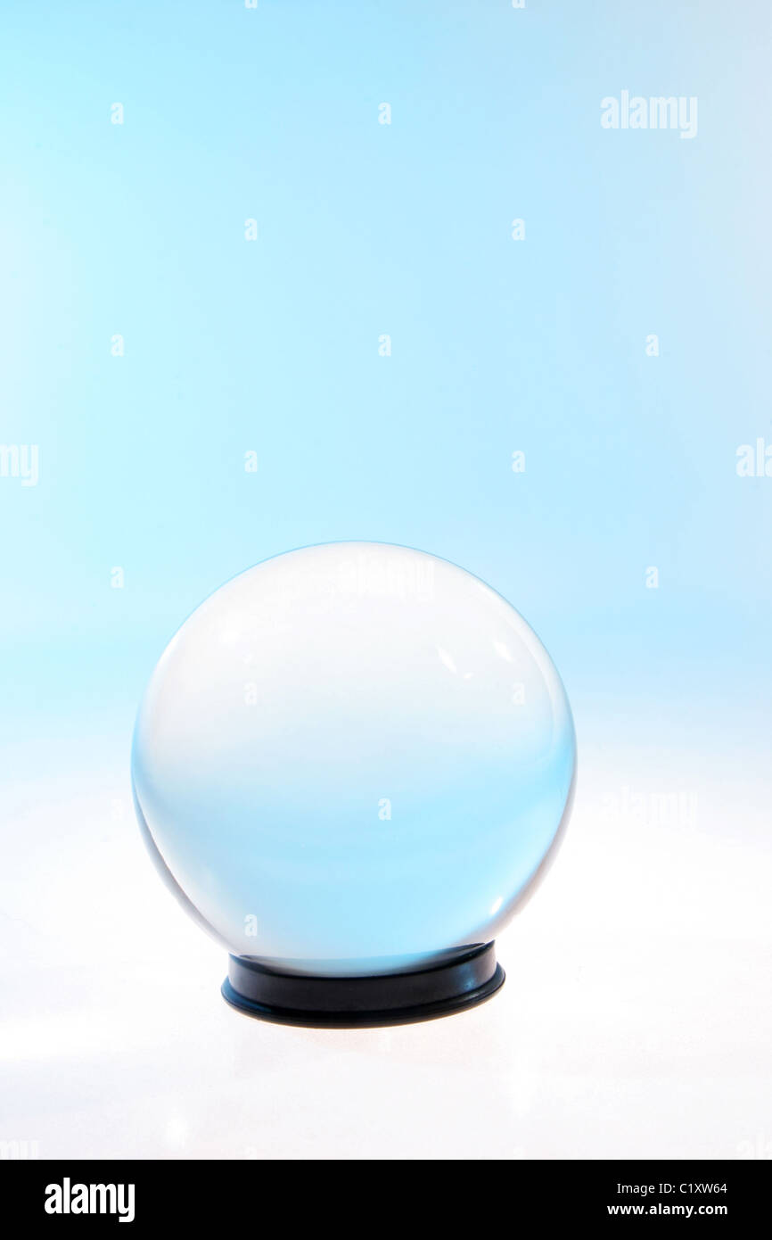 Half white half blue crystal ball Stock Photo