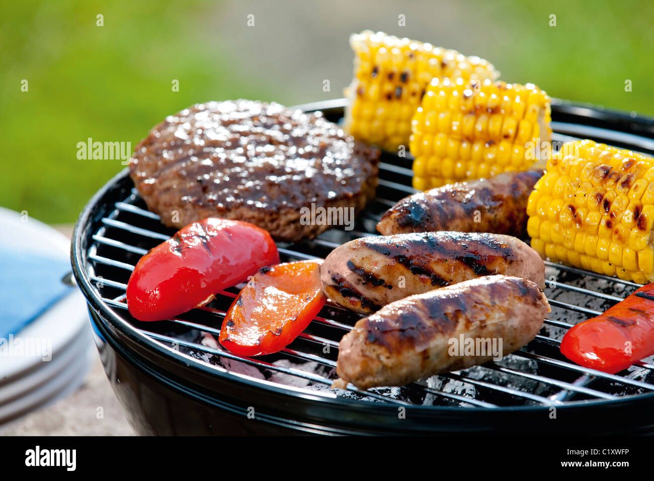 Barbecue food ready for serving. Stock Photo