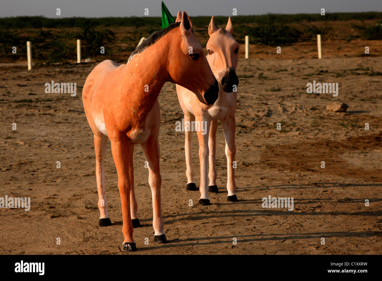statues of two donkeys Stock Photo