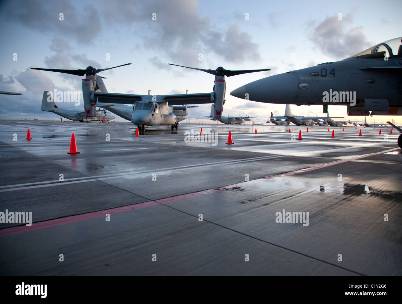 MV 22 Osprey aircraft at the Marine Corps Air Station in Miramar CA Stock Photo