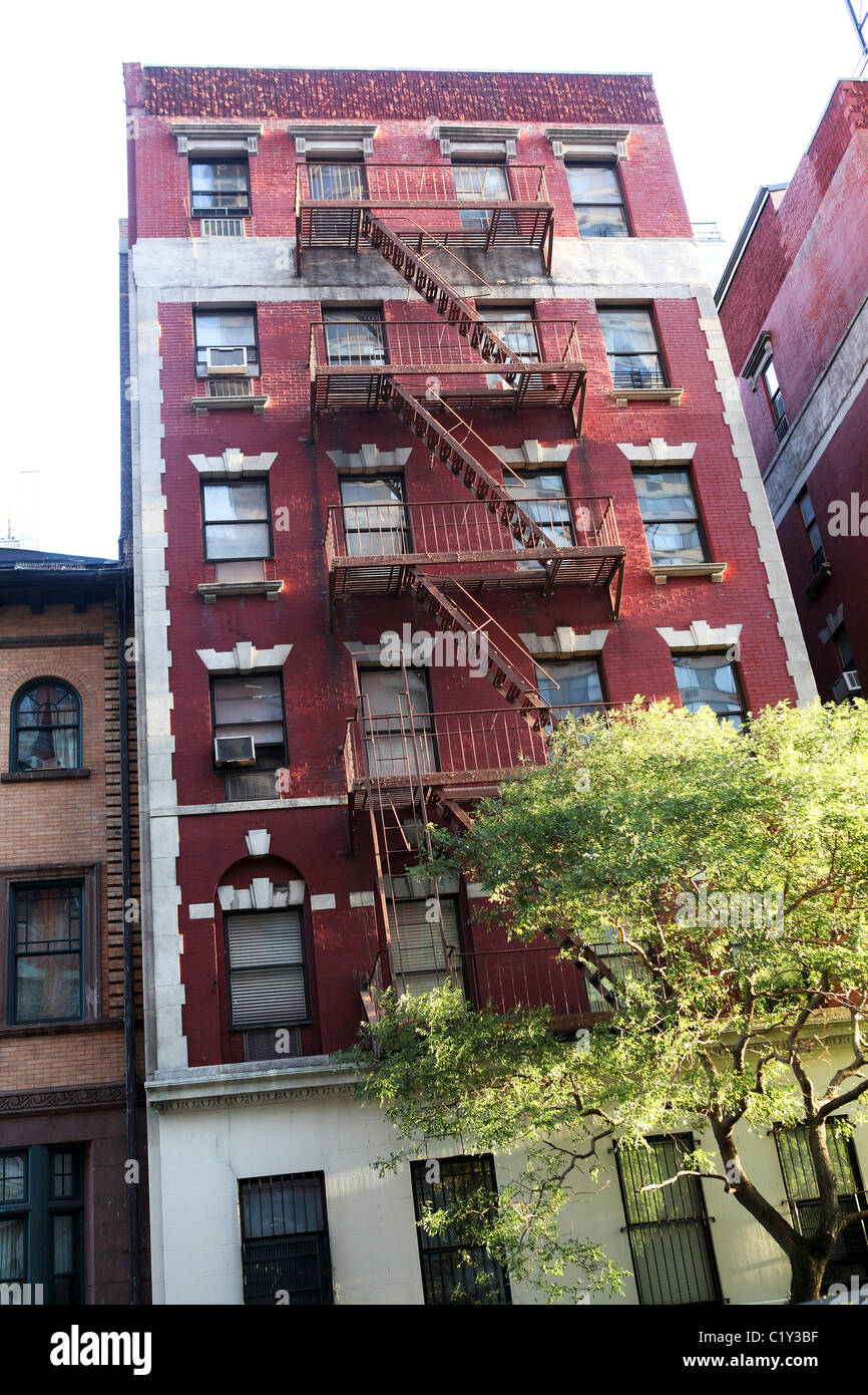 Building fire escape stairs new york city ny hires stock photography