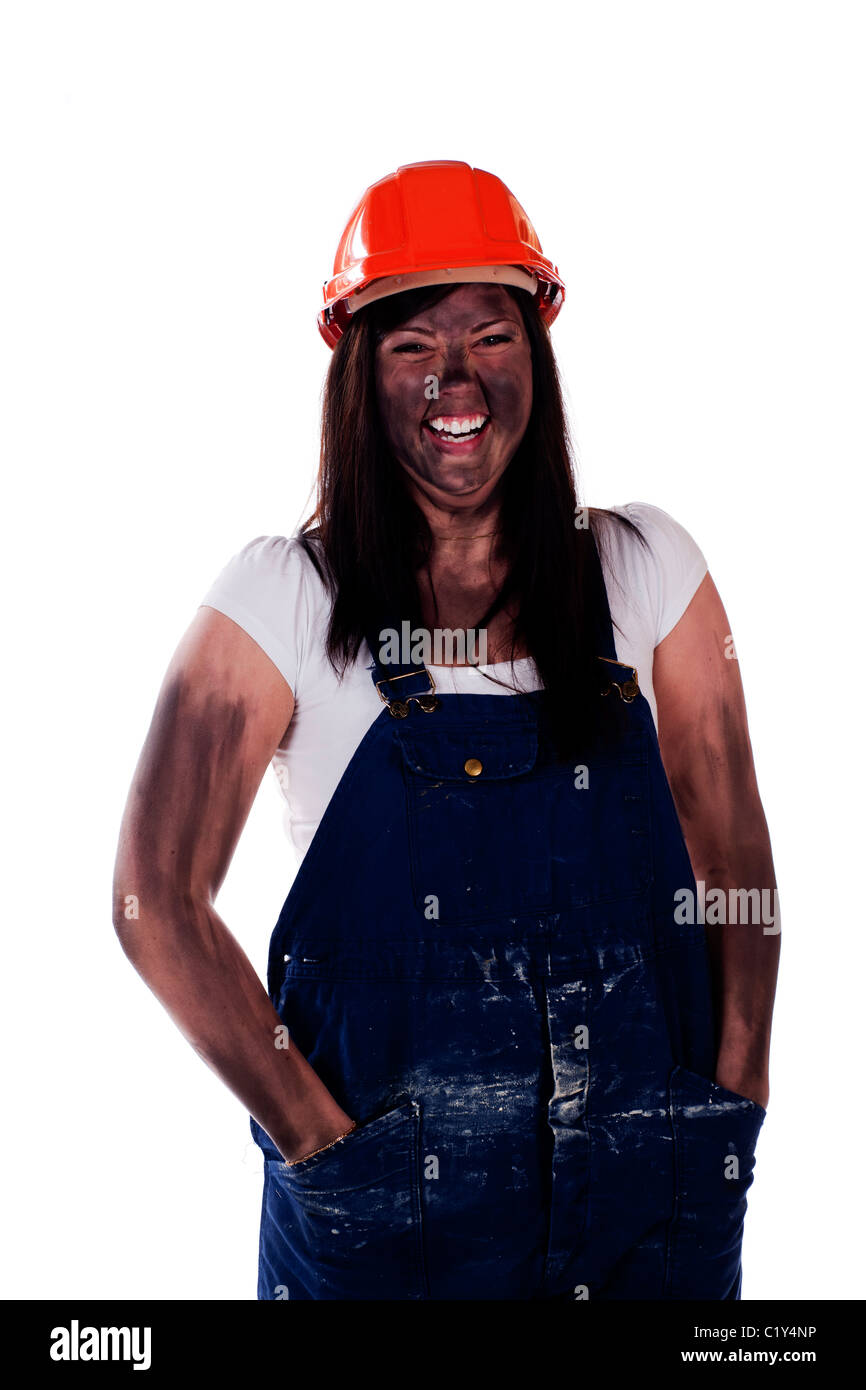 Female in work overalls Stock Photo Alamy