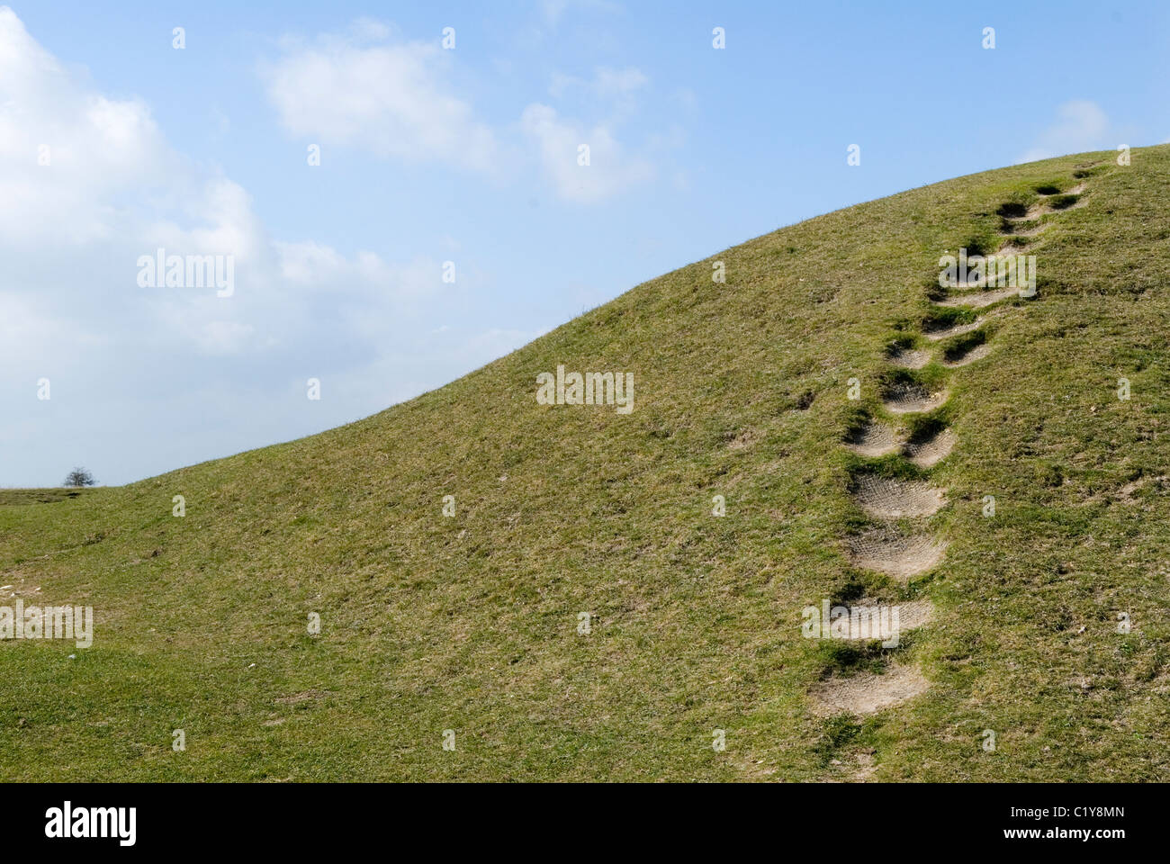 Figsbury Ring, Firsdown Wiltshire, UK. An Iron Age Hill Fort or a Neolithic Henge monument. Steps Stock Photo