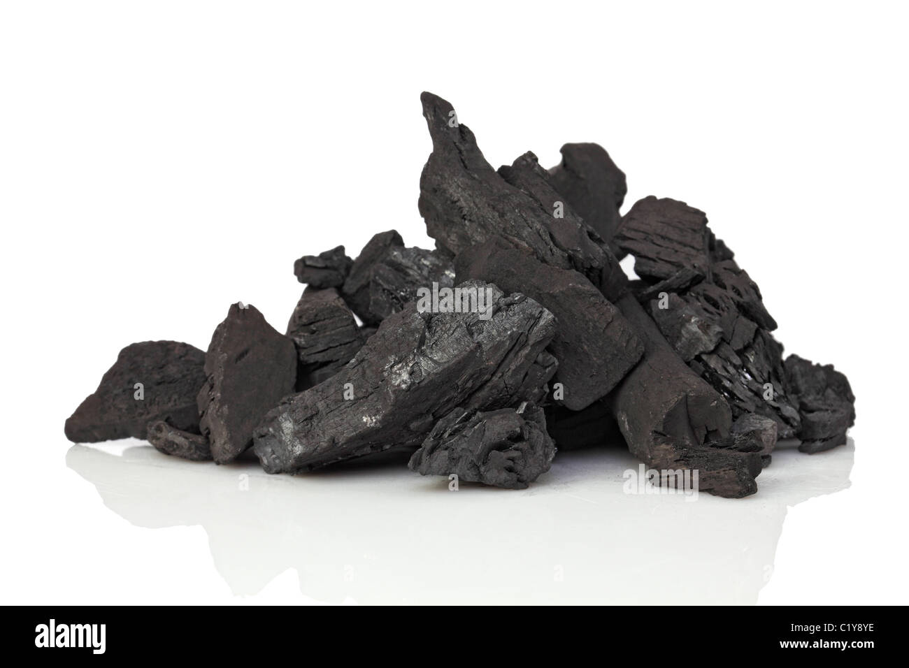 fine image closeup of classic coal on white background Stock Photo