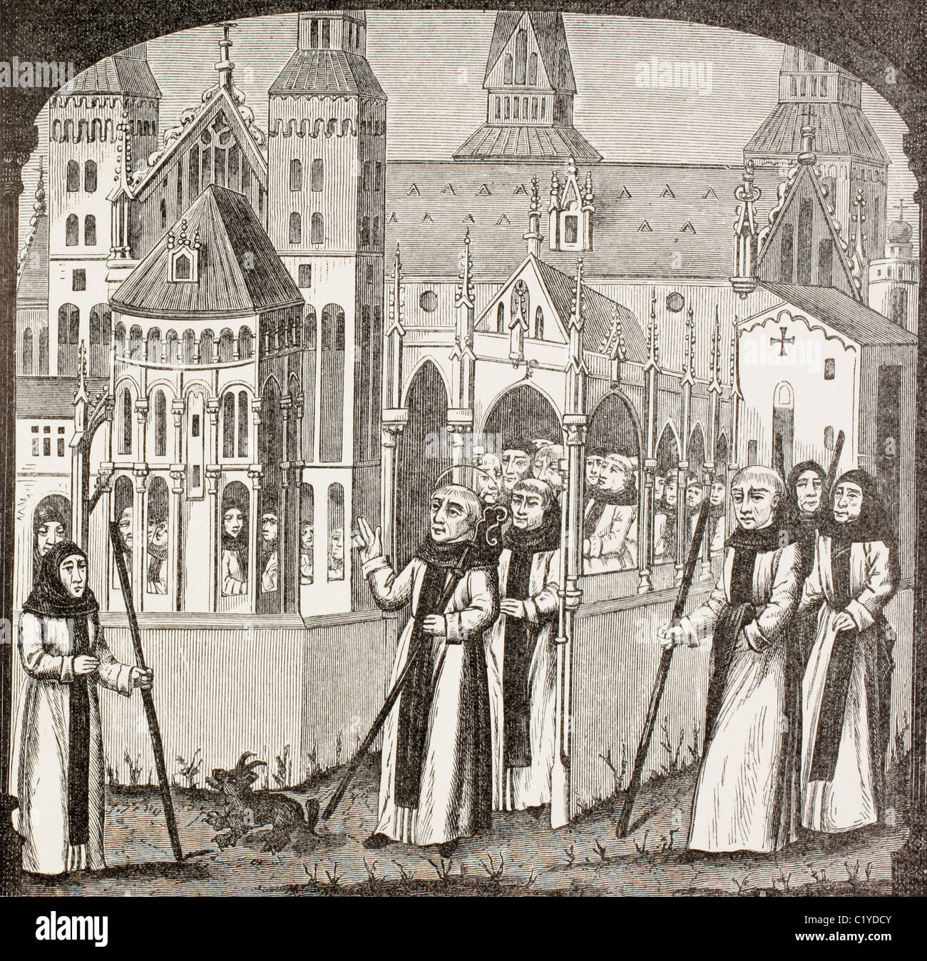 St. Bernard of Clairvaux, 1090 – 1153, and the Cistercian Monks taking possession of the Abbey of Clairvaux.