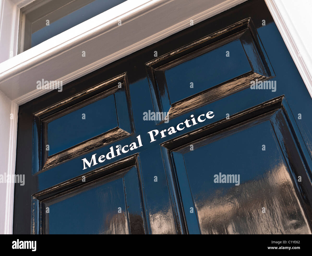 NHS Medical Doctors Surgery Practice UK  Traditional Georgian panelled entrance door to reception waiting area UK Stock Photo