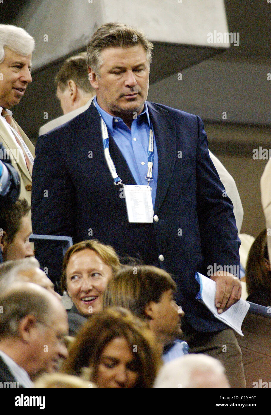 Alec Baldwin at the quarter final match of the 2009 US Open between Melanie Oudin of the United States and Caroline Wozniacki Stock Photo