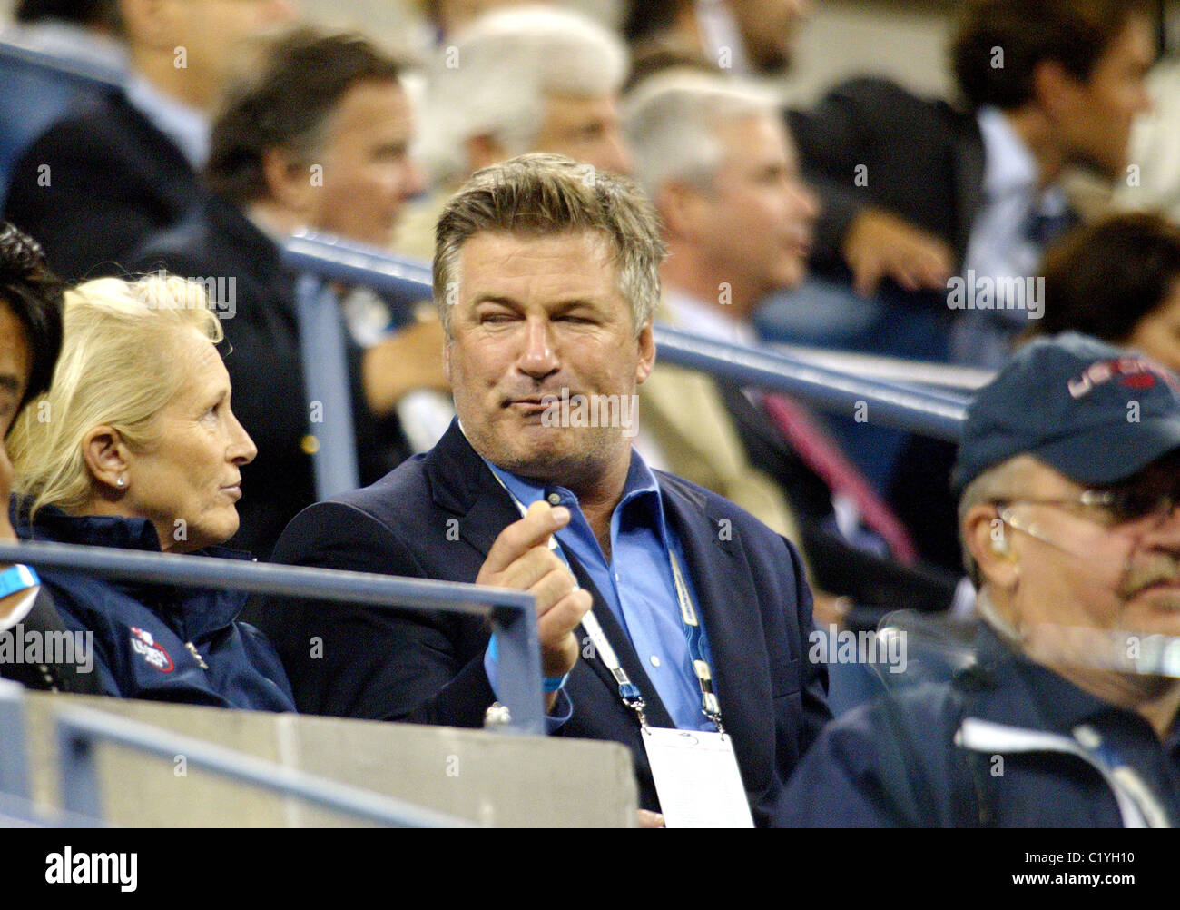 Alec Baldwin at the quarter final match of the 2009 US Open between Melanie Oudin of the United States and Caroline Wozniacki Stock Photo