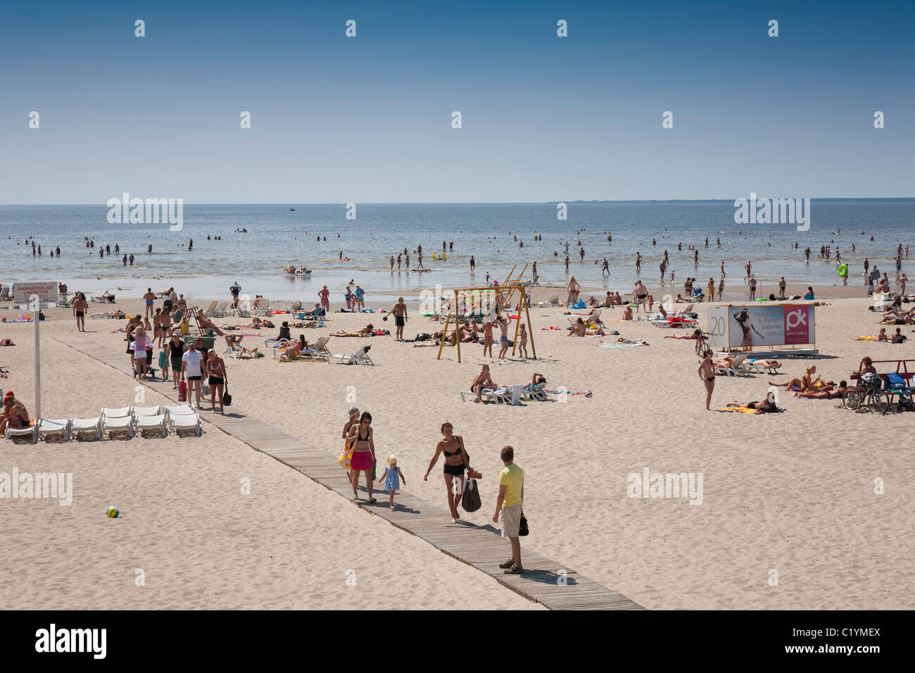 People on Pärnu beach in Estonia Stock Photo
