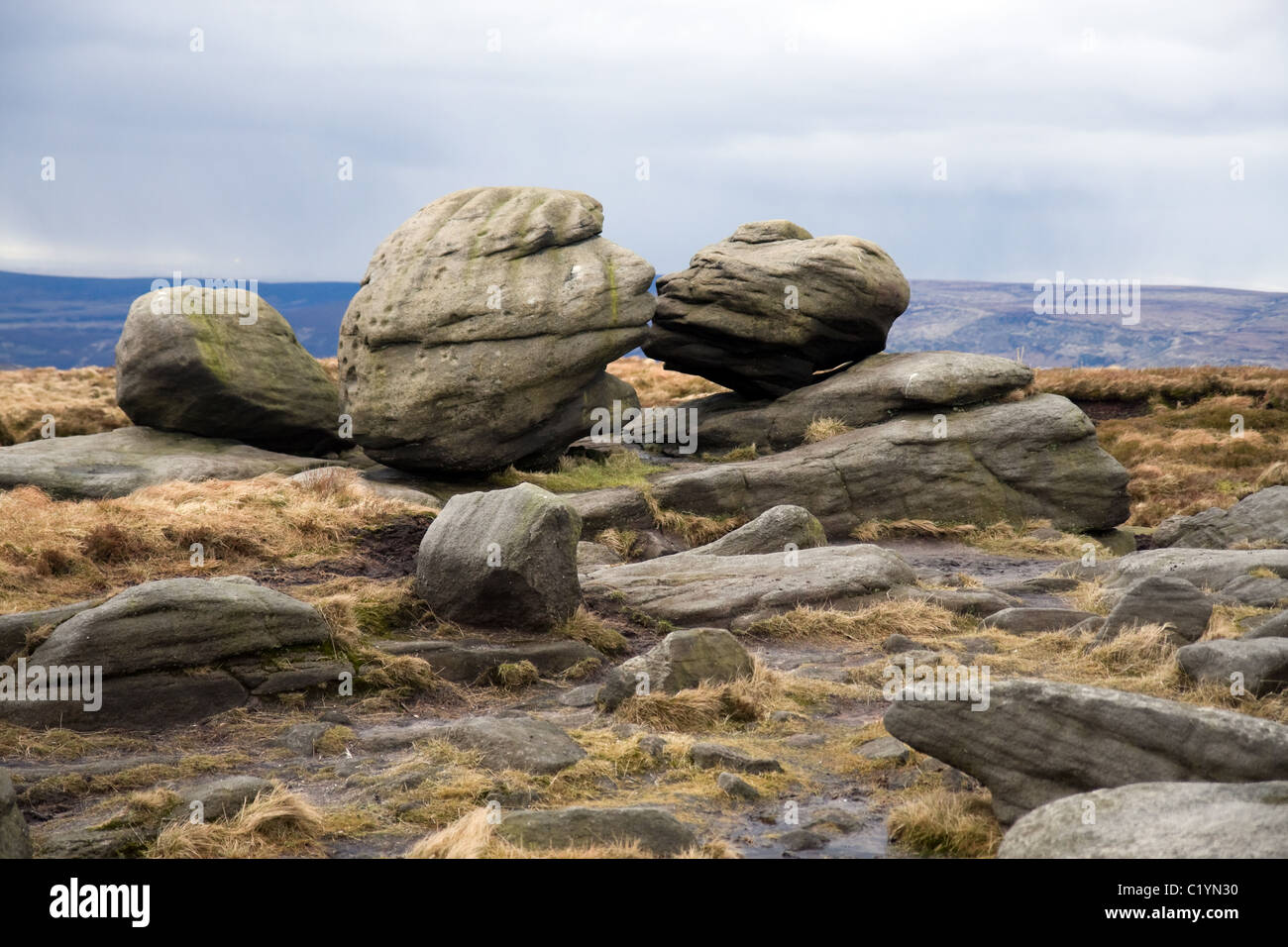 The Wain Stones, Bleaklow Head, in the Derbyshire Peak District Stock Photo