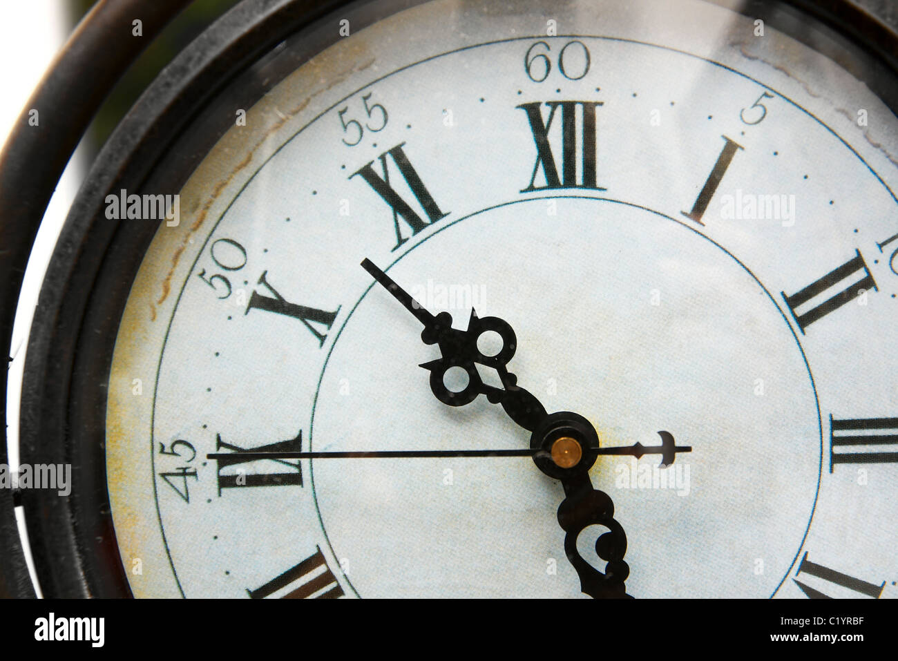 Detail of an old vintage analogue clock Stock Photo Alamy