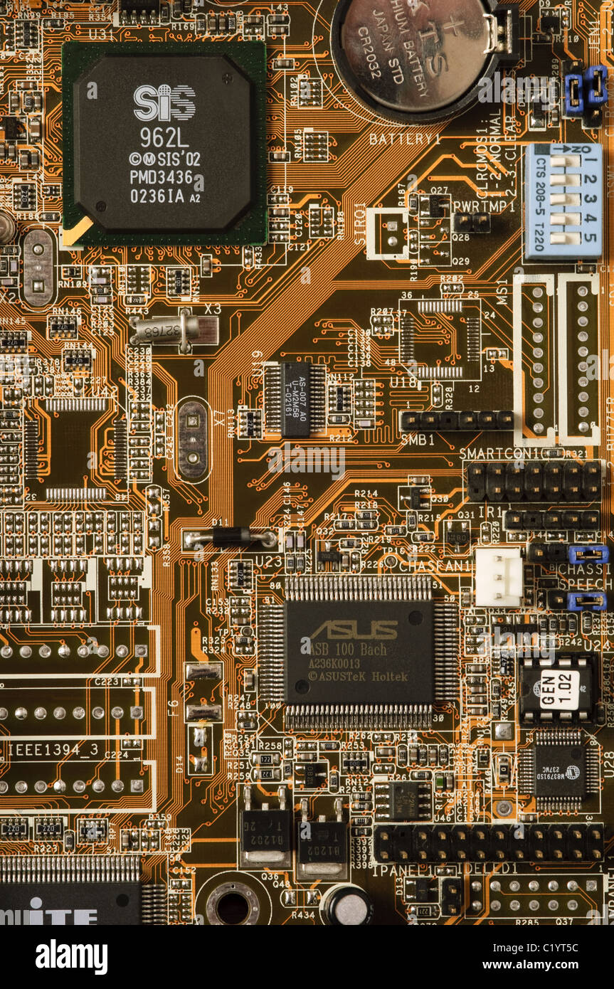 Printed circuit board - ASUS computer motherboard Stock Photo - Alamy