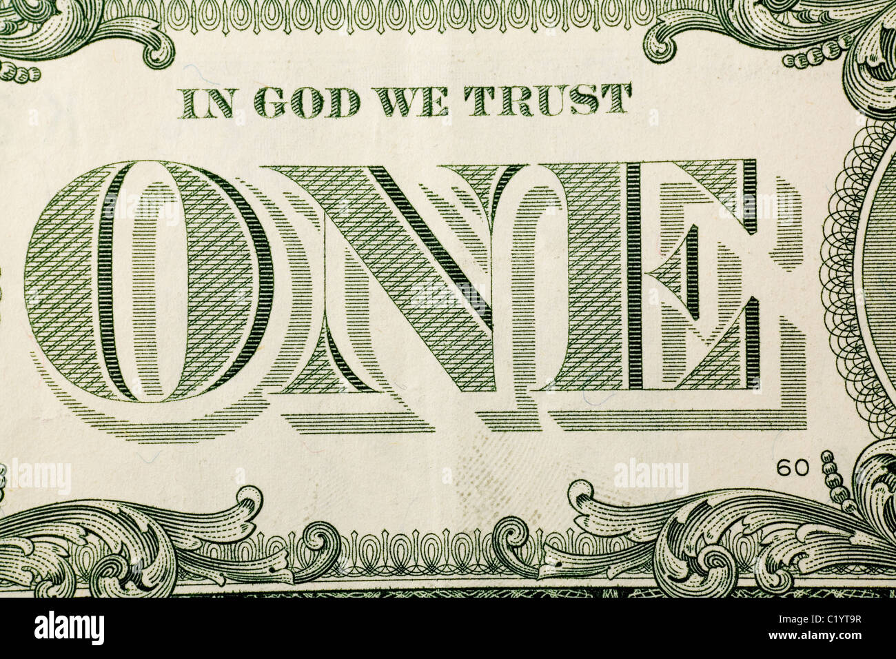 Macro image of one dollar bill, close up Stock Photo - Alamy