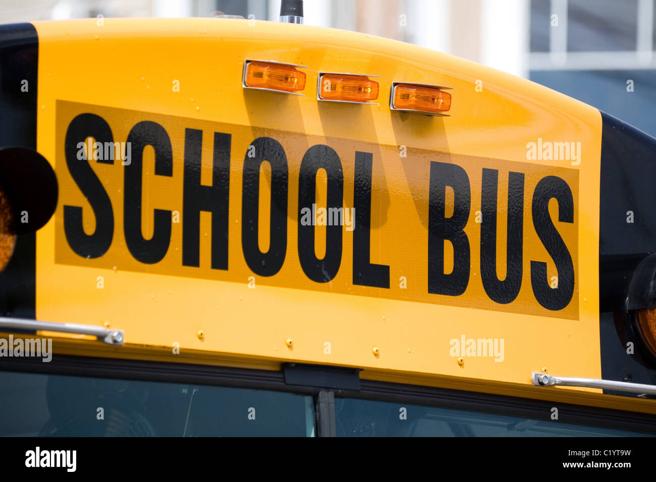 school bus close up shot Stock Photo - Alamy