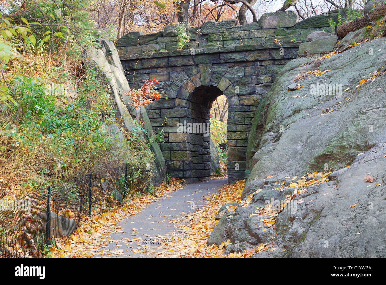 Stone bridge in Autumn in New York City Manhattan Central park Stock ...