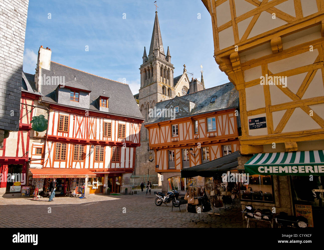 Old halftimbered houses, Vannes (56000), Morbihan, Brittany, France