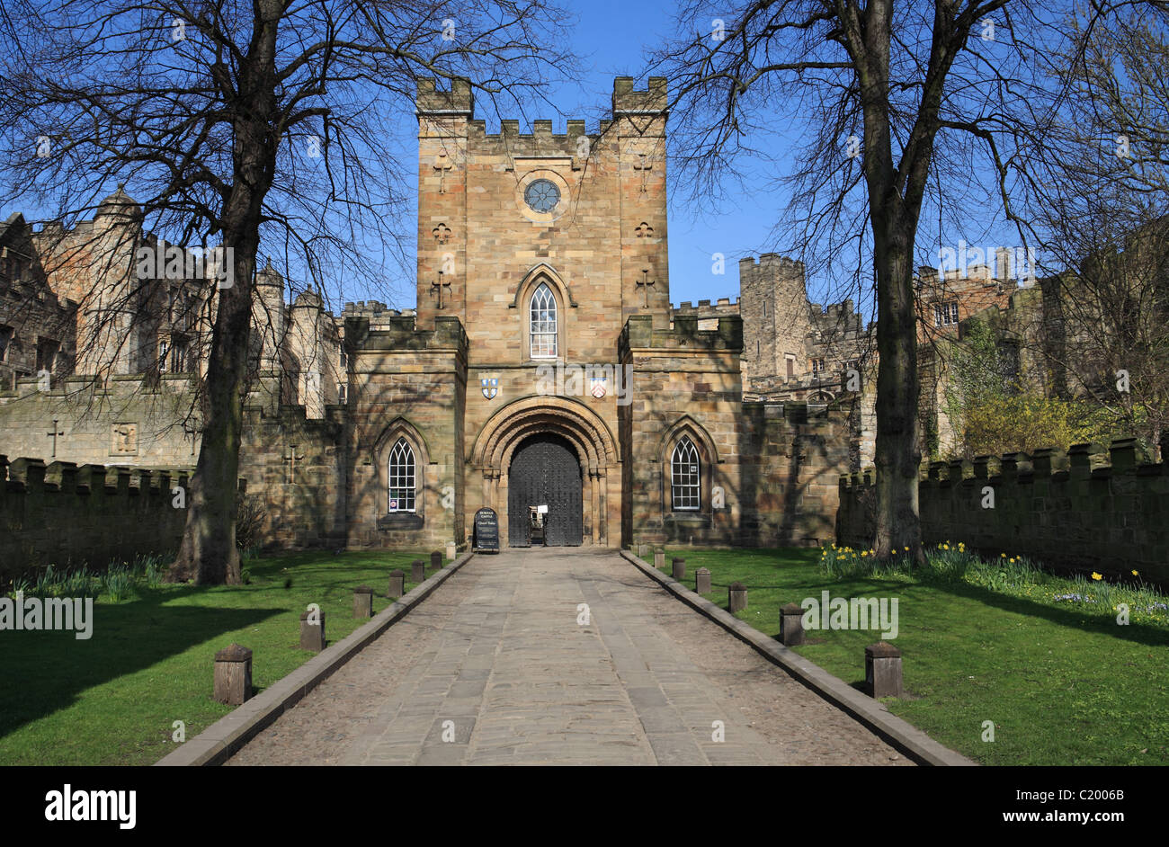 The entrance gate to Durham University College and Castle, north east