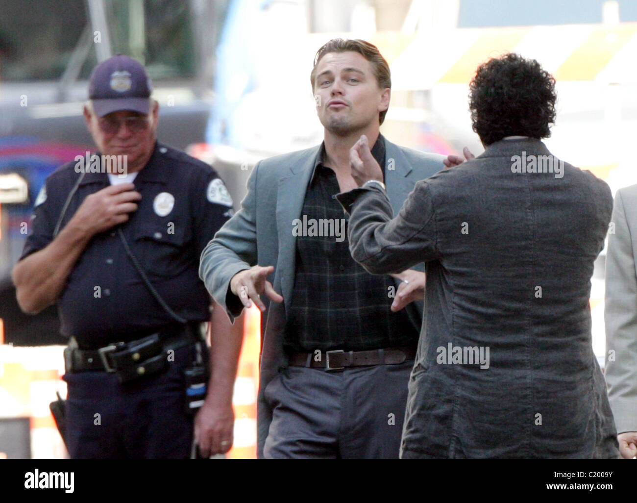 Leonardo DiCaprio on the film set for his new film 'Inception' on location. Los Angeles, California, USA - 12.09.09 Stock Photo