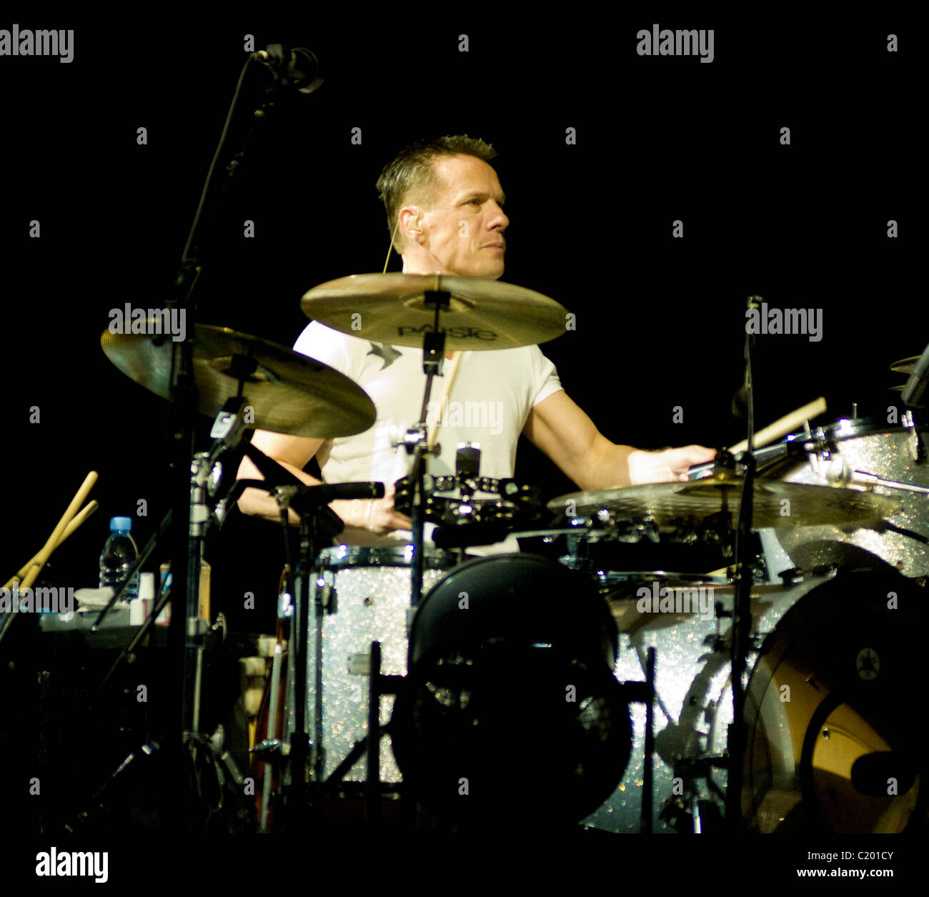 Larry Mullen, Jr. U2 performing live on their 360¦ Tour at Chicago's ...