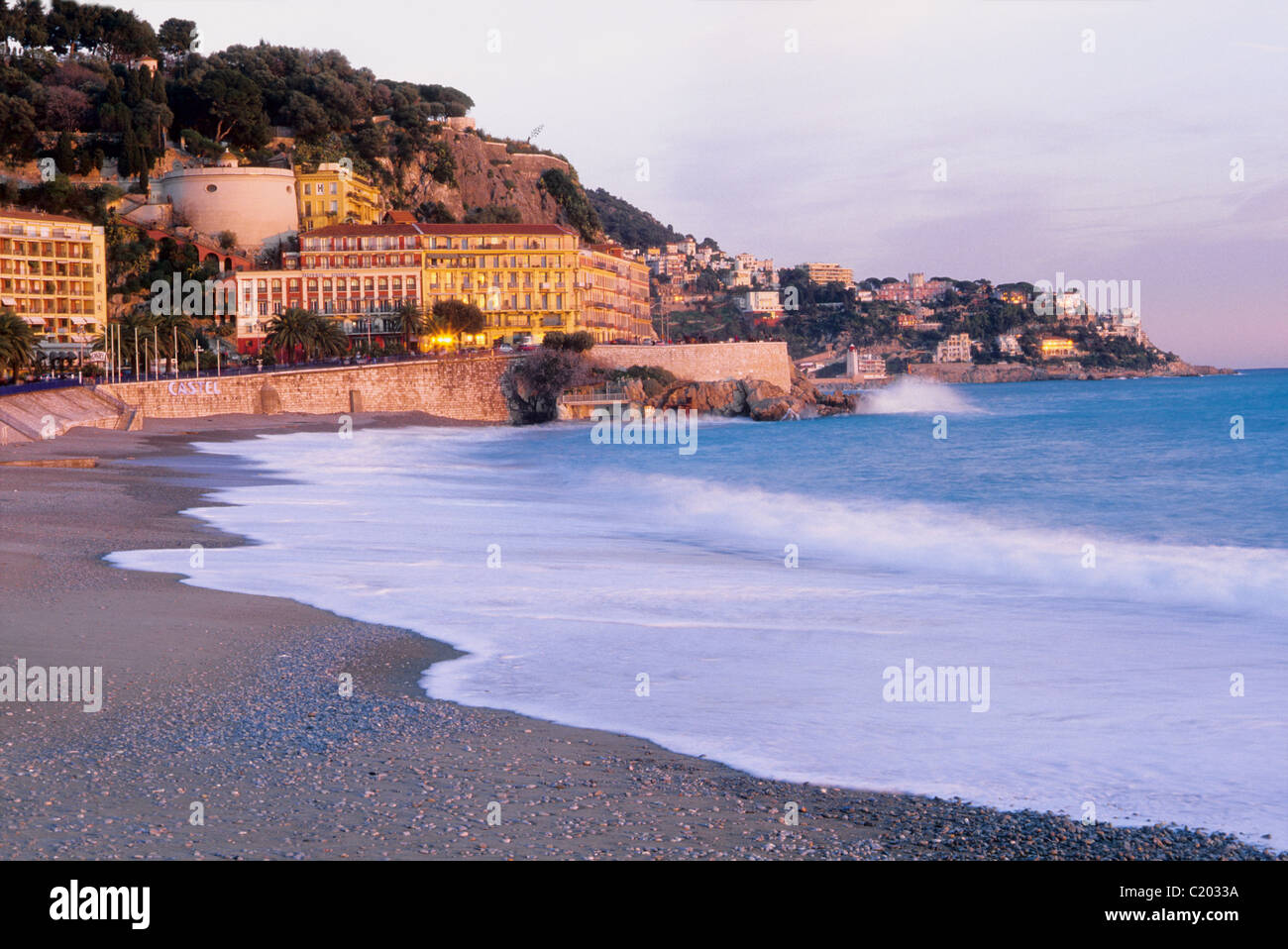 The 'Ponchettes' beach of Nice near the old town Stock Photo