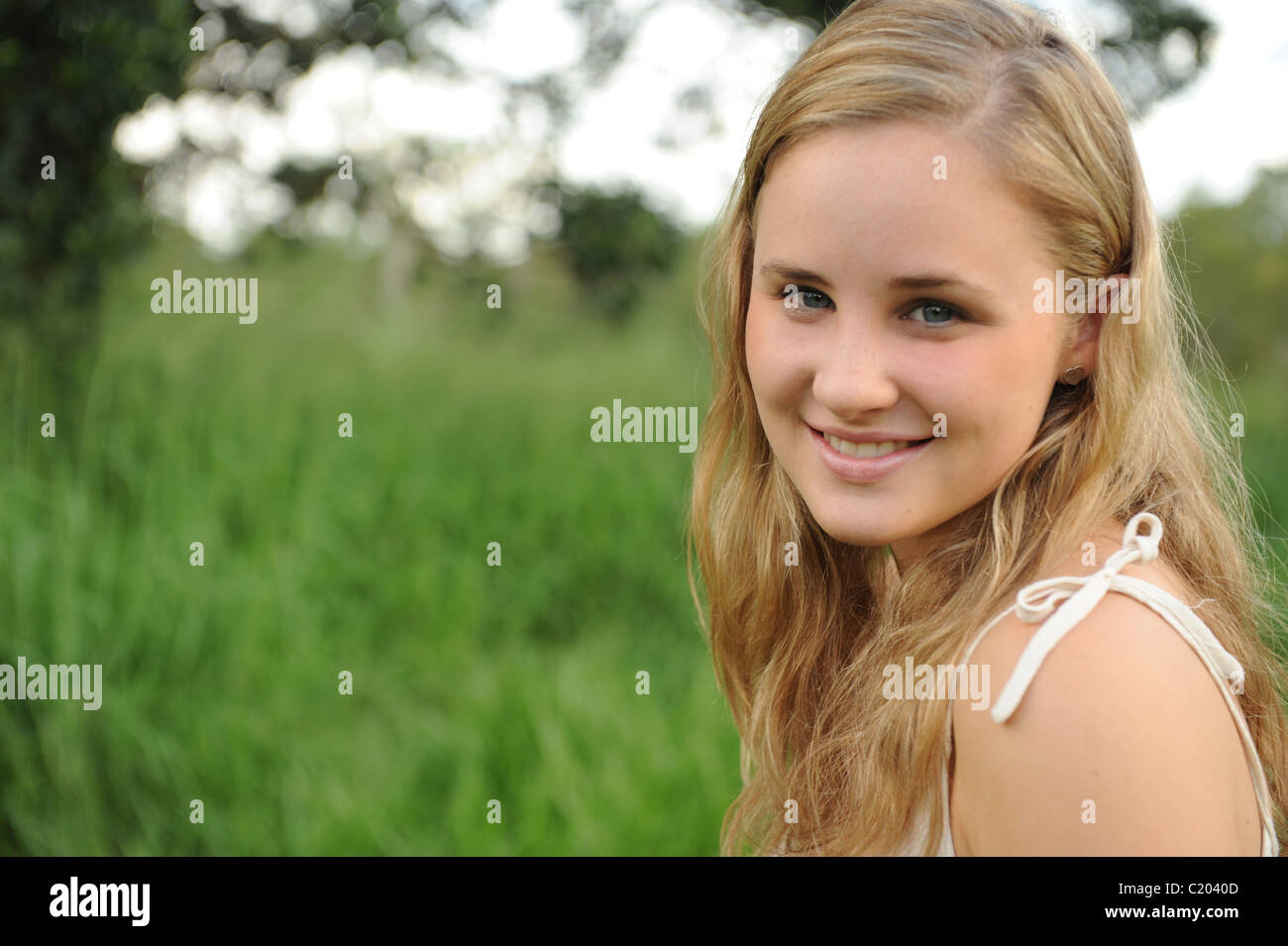 Australian Model in field Stock Photo Alamy