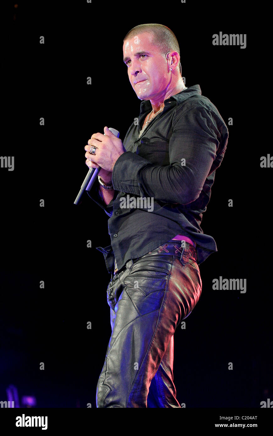 Scott Stapp lead singer of the band Creed performing at the Cruzan