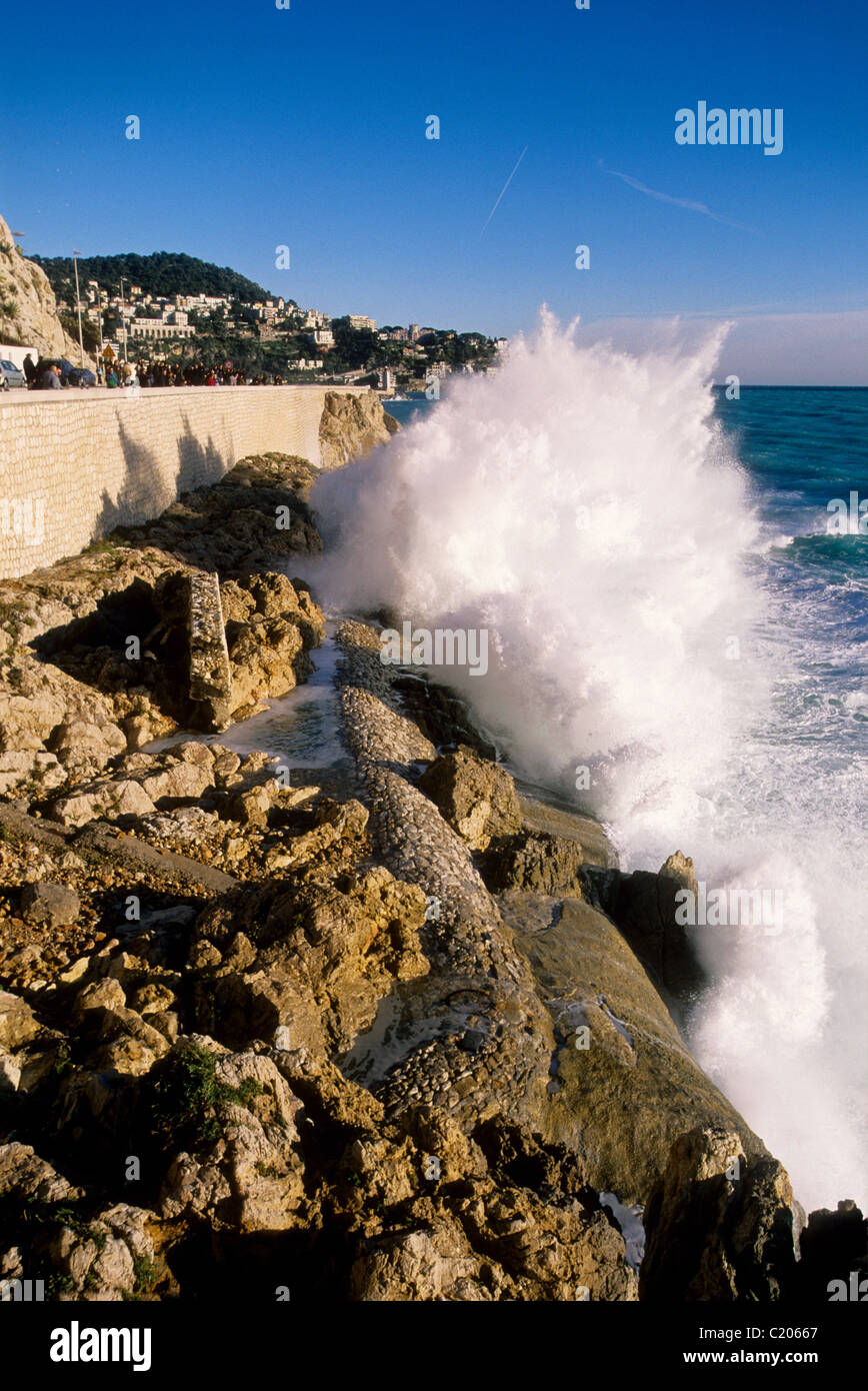 Rough sea in Nice Stock Photo