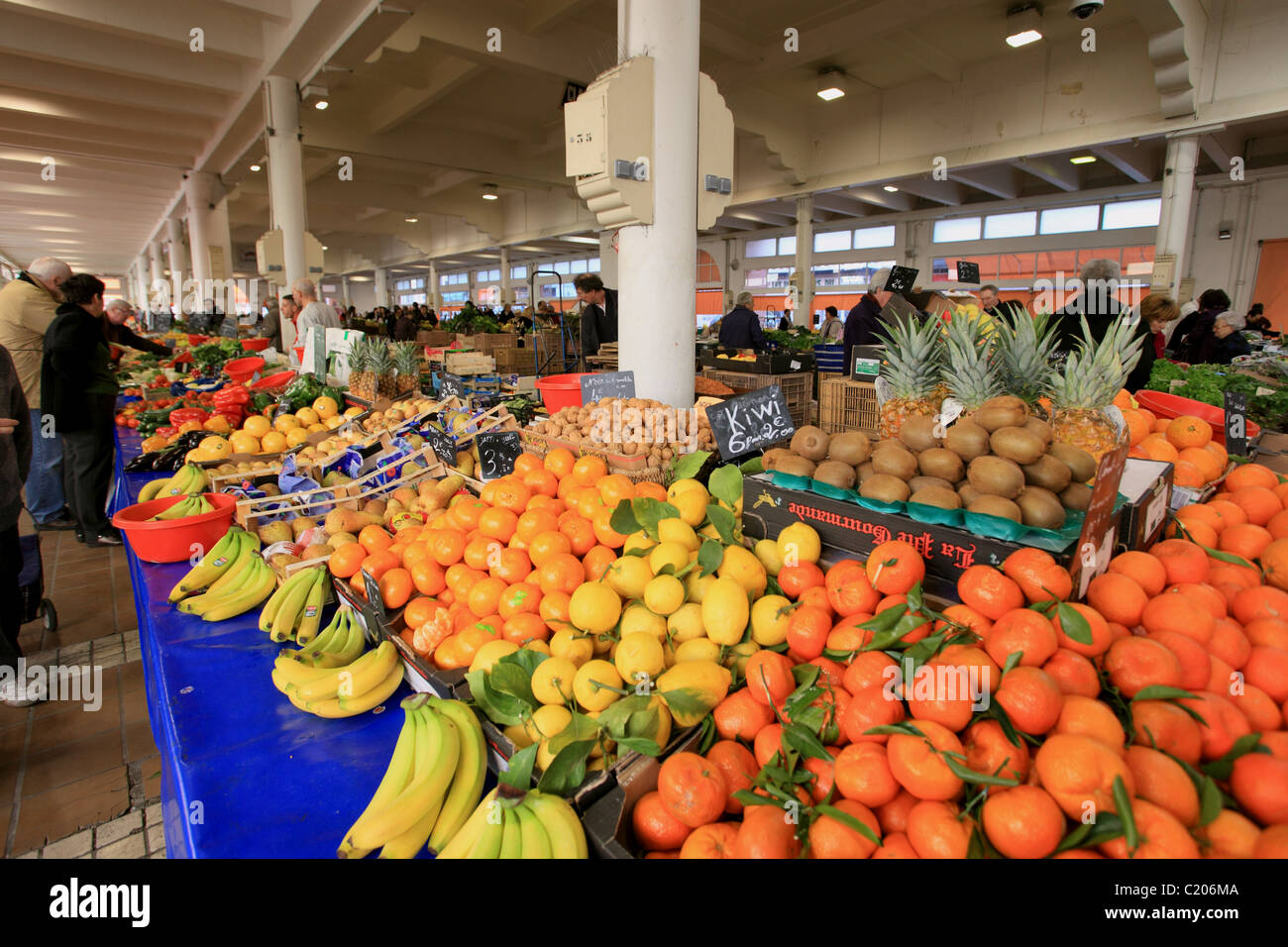 The popular covered market of Cannes Forville Stock Photo