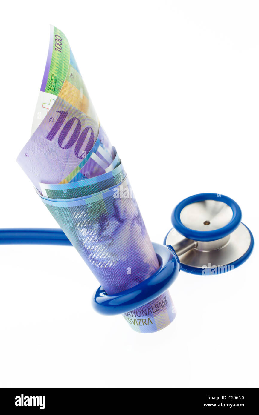 Costs of health in Swiss francs Stock Photo