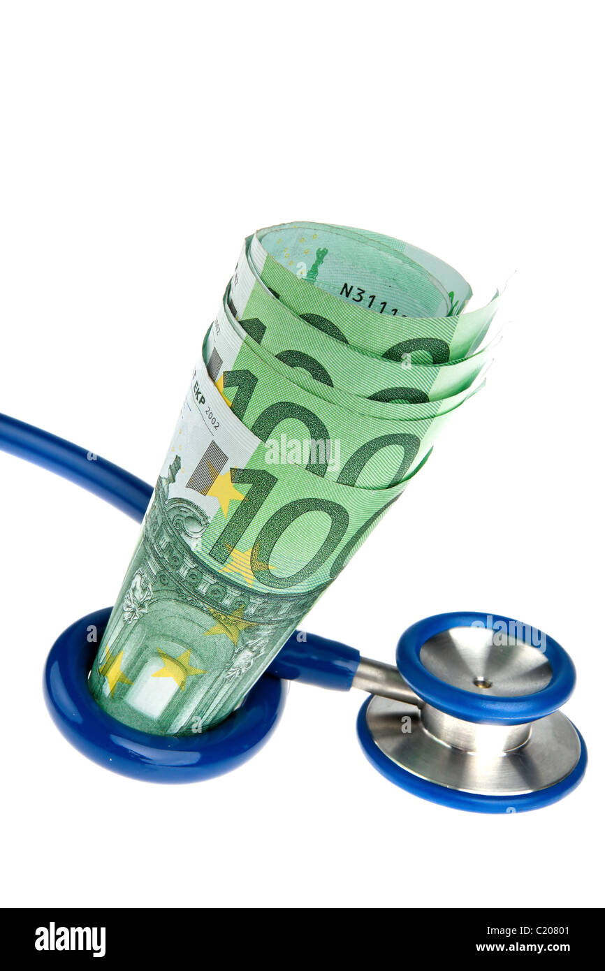 Costs of health with € and stethoscope Stock Photo Alamy