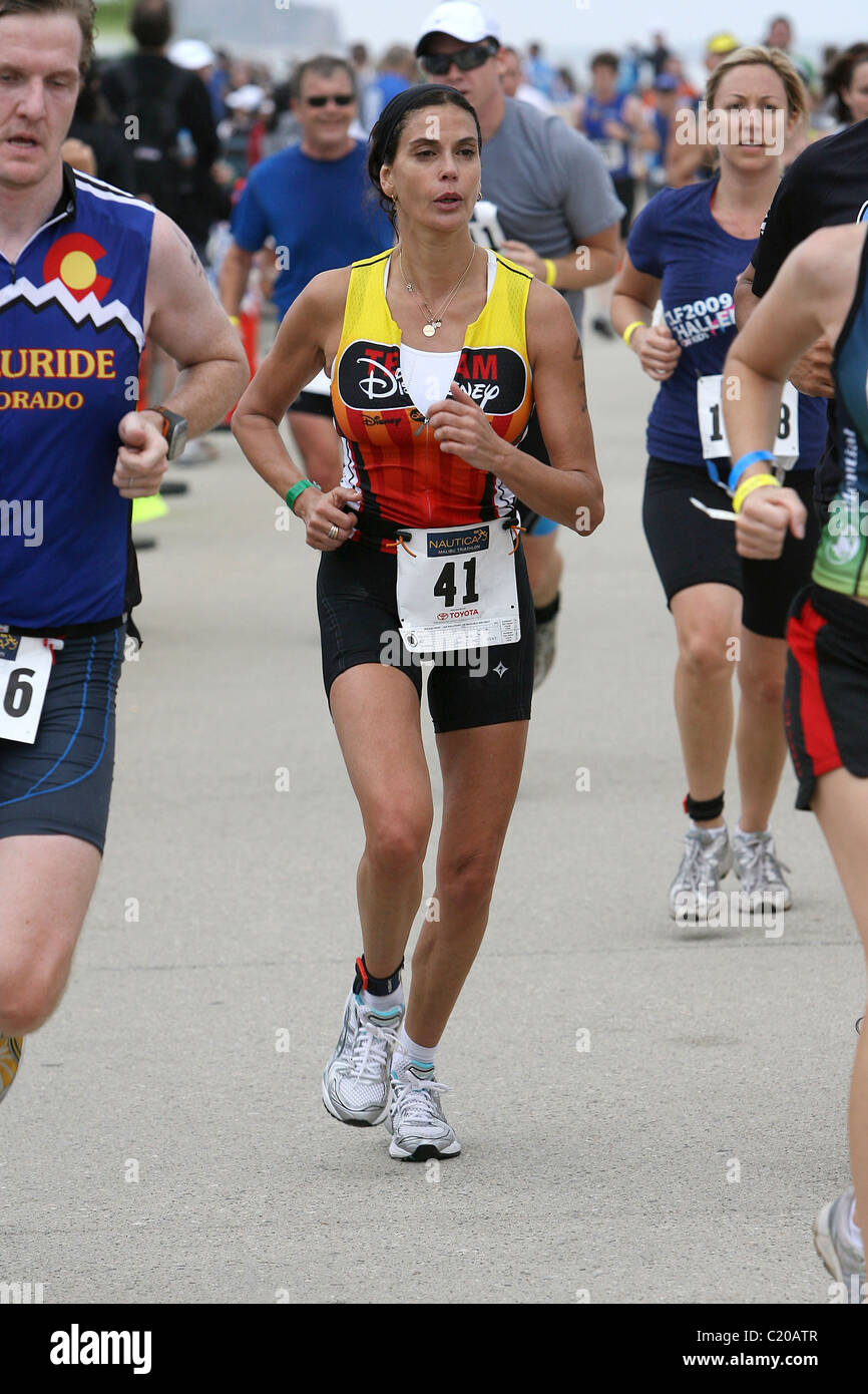 Teri Hatcher competes in the Malibu Triathlon. Los Angeles, California