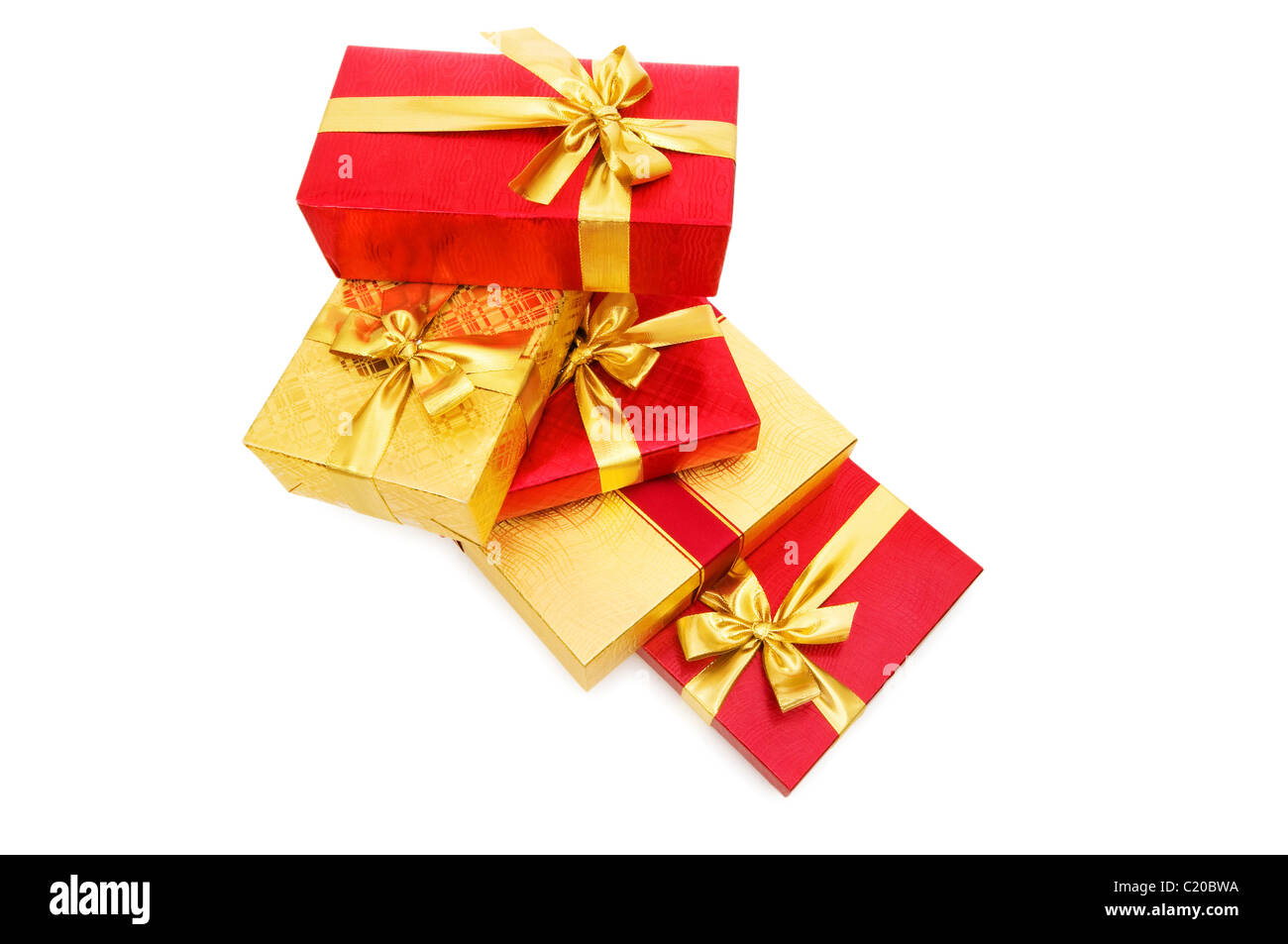 Gift boxes isolated on the white background Stock Photo - Alamy