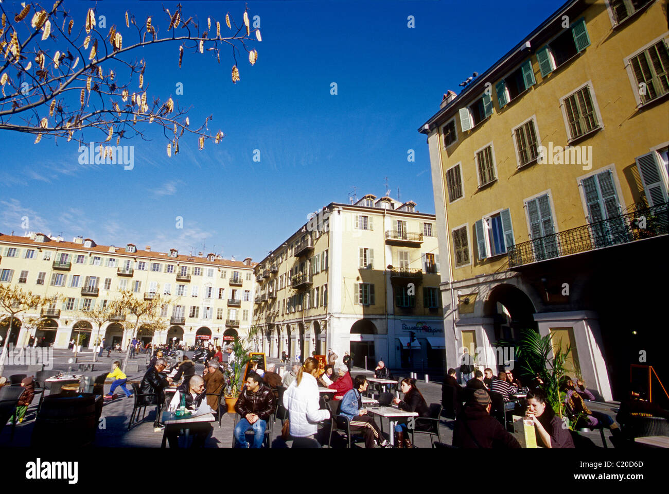 Lively street scene in Nice Garibaldi square Stock Photo