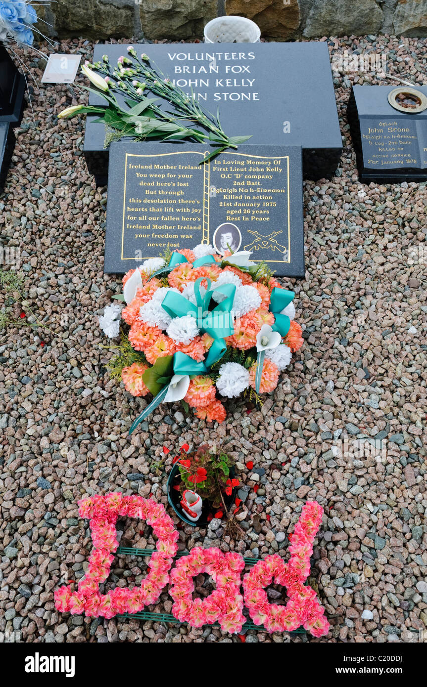 Brian Fox, John Stone, John Kelly buried at the Republican Plot in Milltown Cemetery, Belfast, Northern Ireland Stock Photo