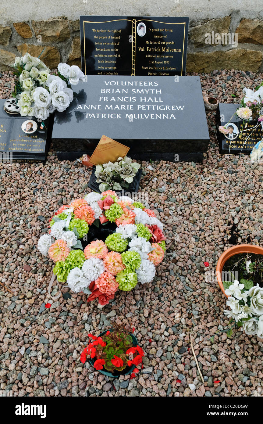Francis Hall, Patrick Mulvenna, Anne Marie Pettigrew buried at the Republican Plot in Milltown Cemetery, Belfast, Northern Ireland Stock Photo