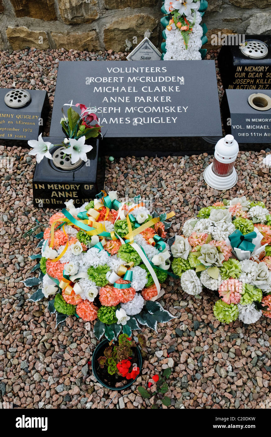 Robert McCrudden, Anne Parker, James Quigley buried at the Republican Plot in Milltown Cemetery, Belfast, Northern Ireland Stock Photo