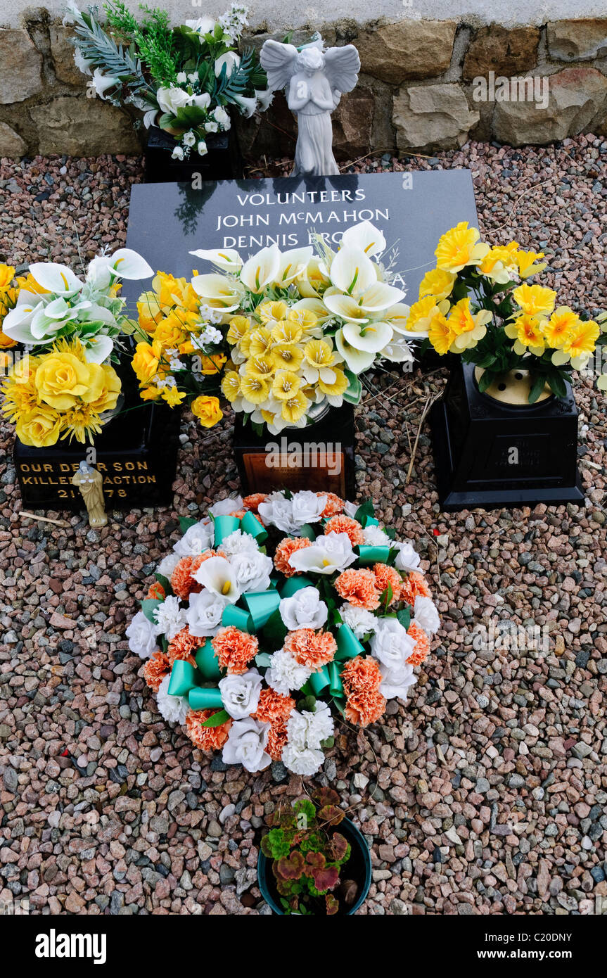 John McMahon, Jackie Mailey, Jim Mulvenna, Denis Brown buried at the Republican Plot in Milltown Cemetery, Belfast, Northern Ireland Stock Photo