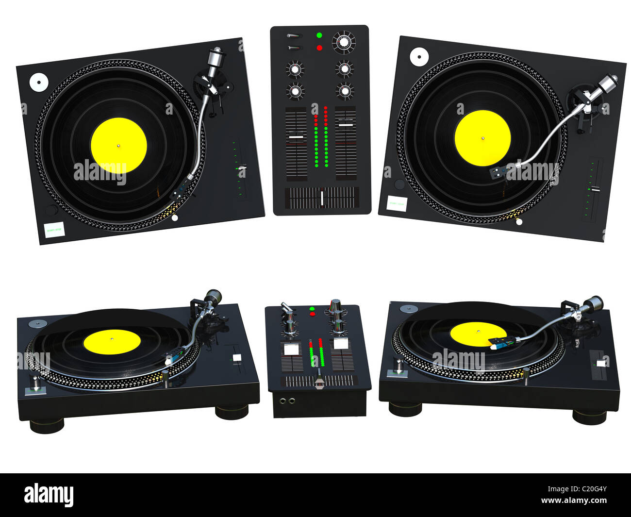 3D rendering DJ mixing set isolated on white background Stock Photo